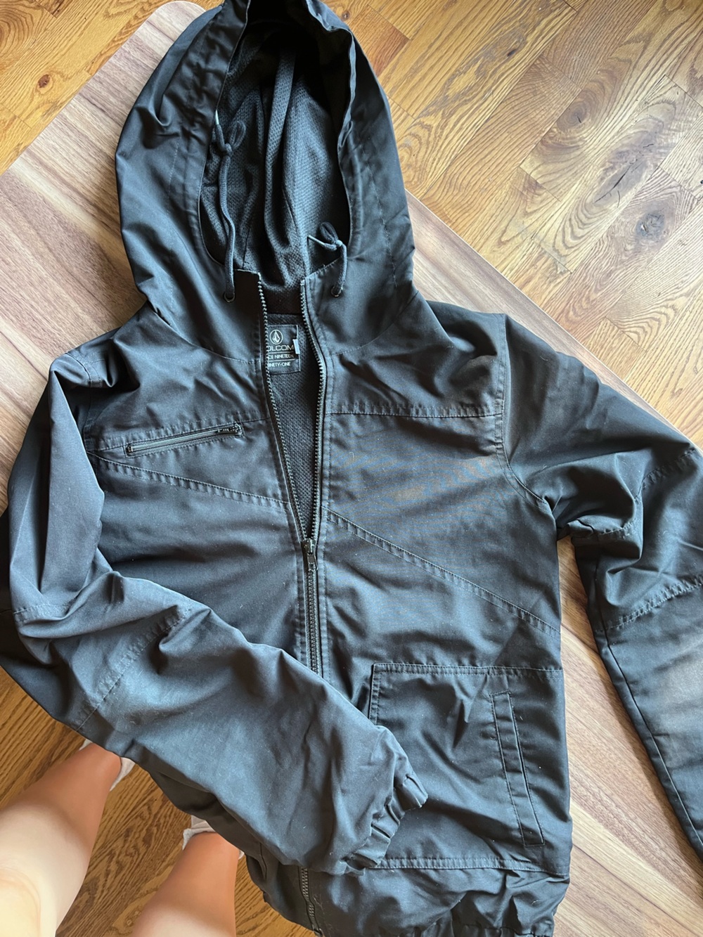 Volcom Black Lightweight Hooded Shirt Jacket
